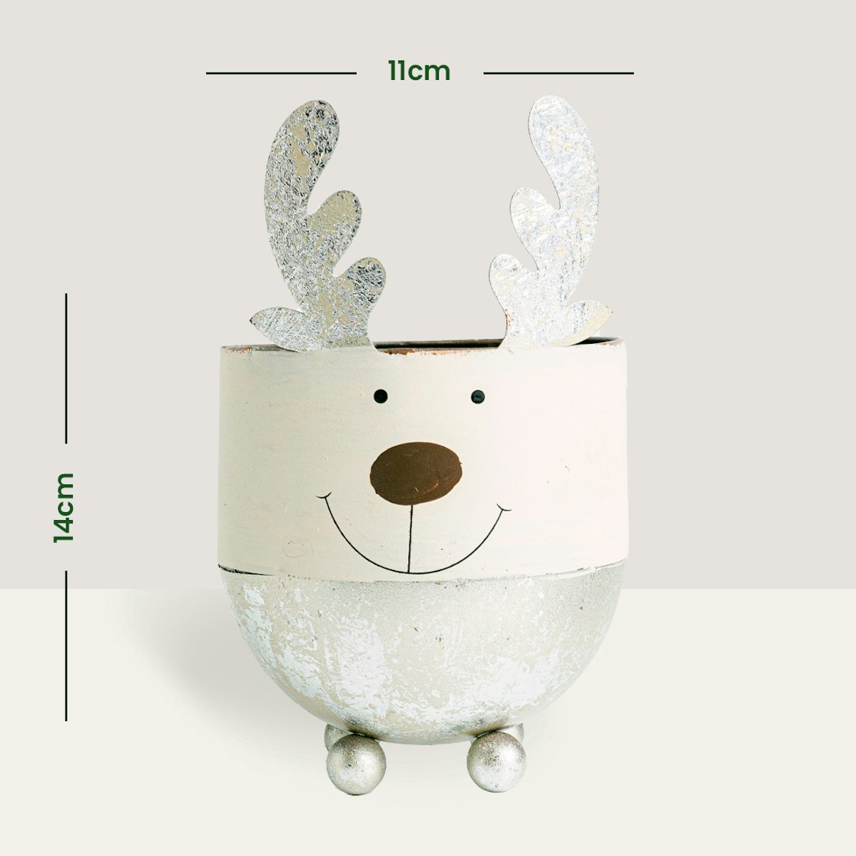 Silver Reindeer flower pot - S/11cm