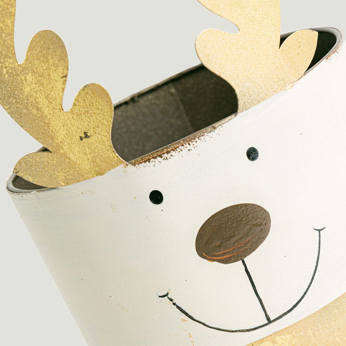 Golden reindeer flower pot - S/11cm